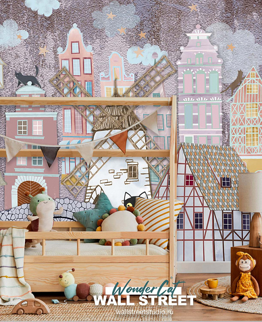 Фотообои в интерьере артикул Wonder Cat 8, WONDER CAT, Wall street