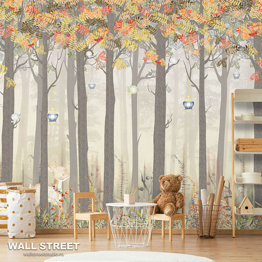 Фотообои в интерьере артикул Fairy Foxes 8, FAIRY FOXES, Wall street